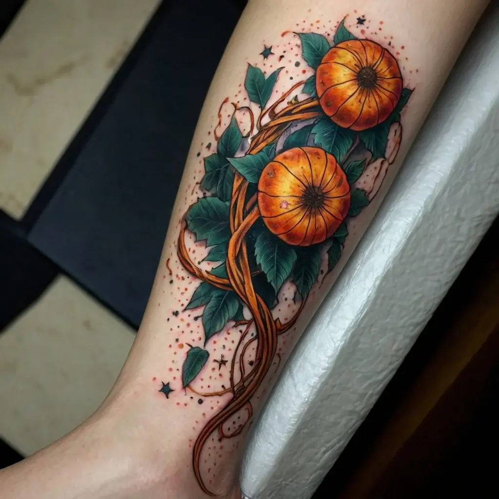 vine on leg tattoos (46)