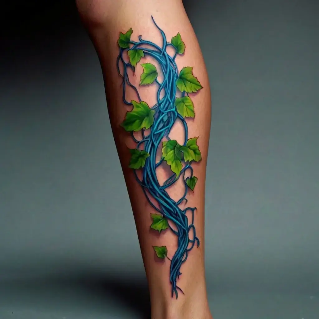 vine on leg tattoos (49)