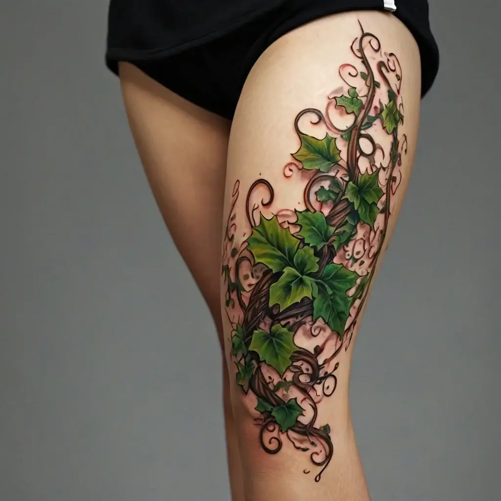 vine on leg tattoos (50)