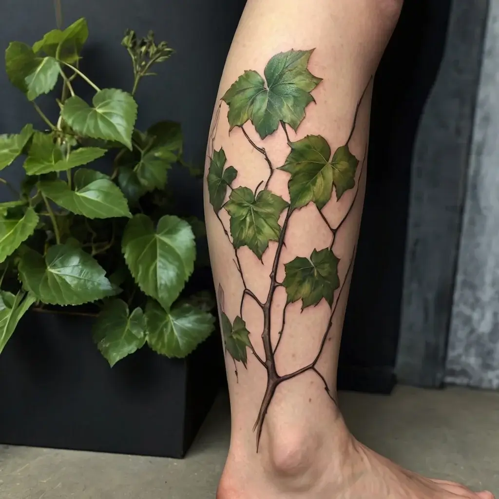 vine on leg tattoos (52)