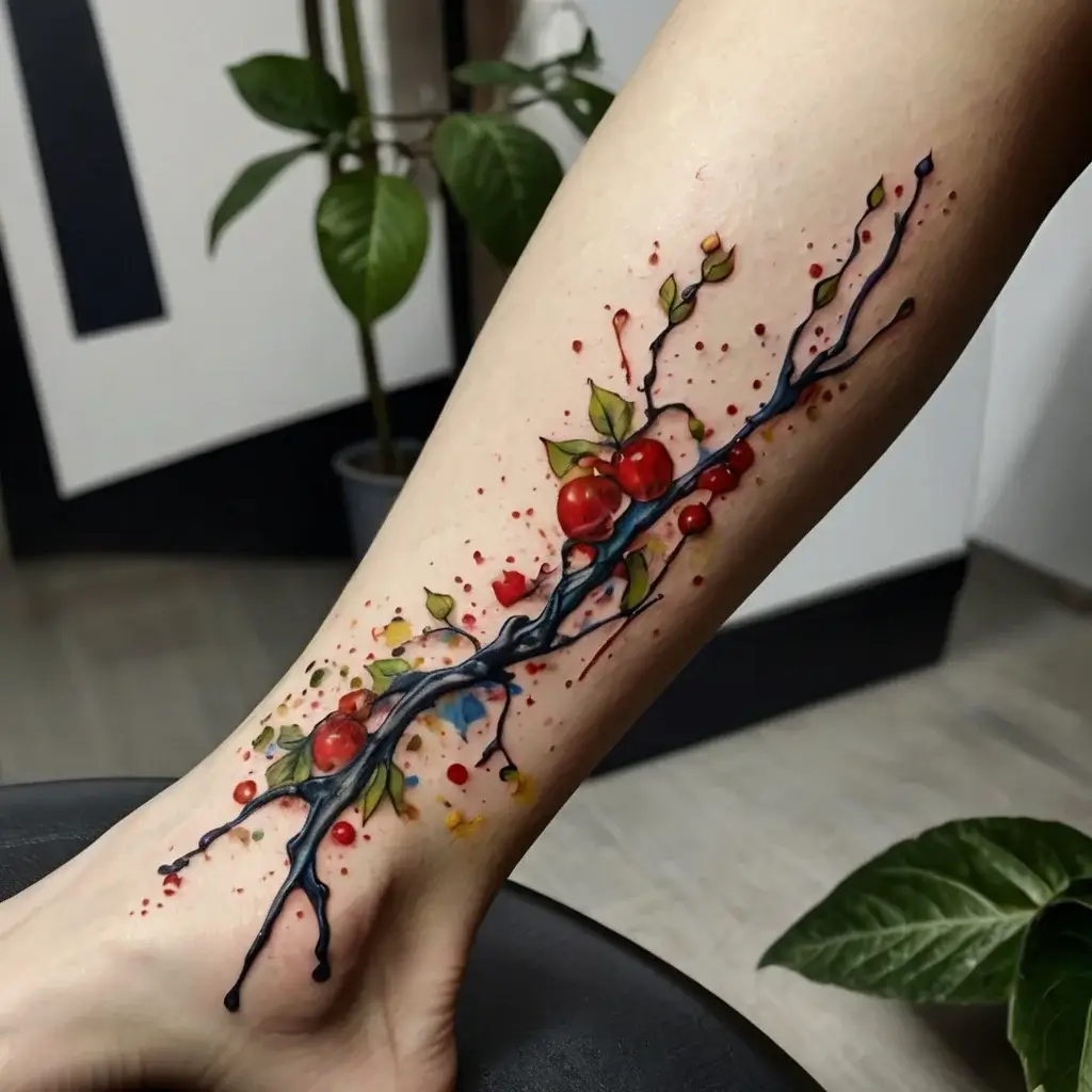 vine on leg tattoos (59)