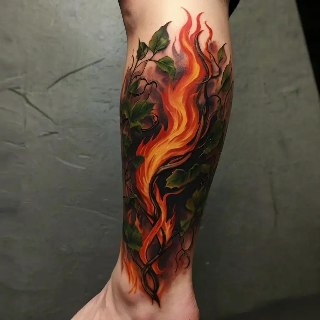 vine on leg tattoos (63)