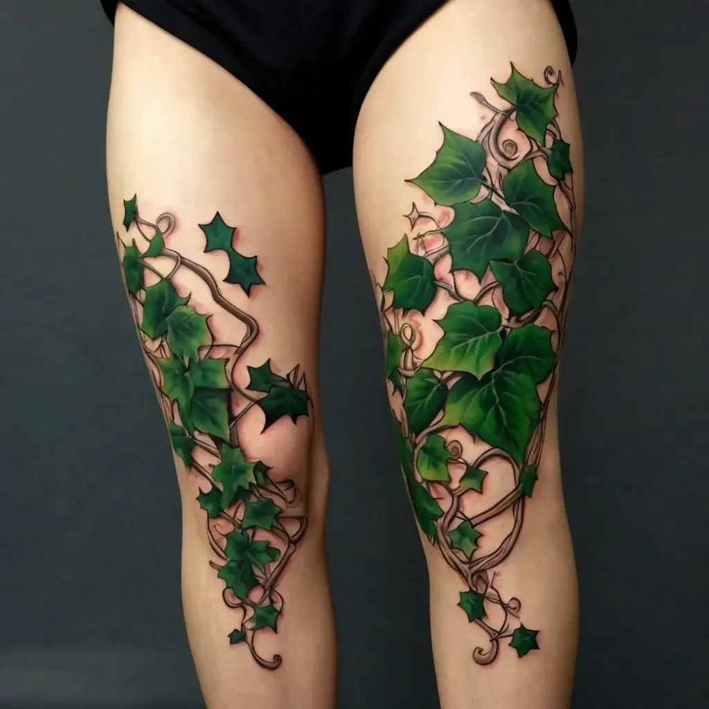 vine on leg tattoos (65)