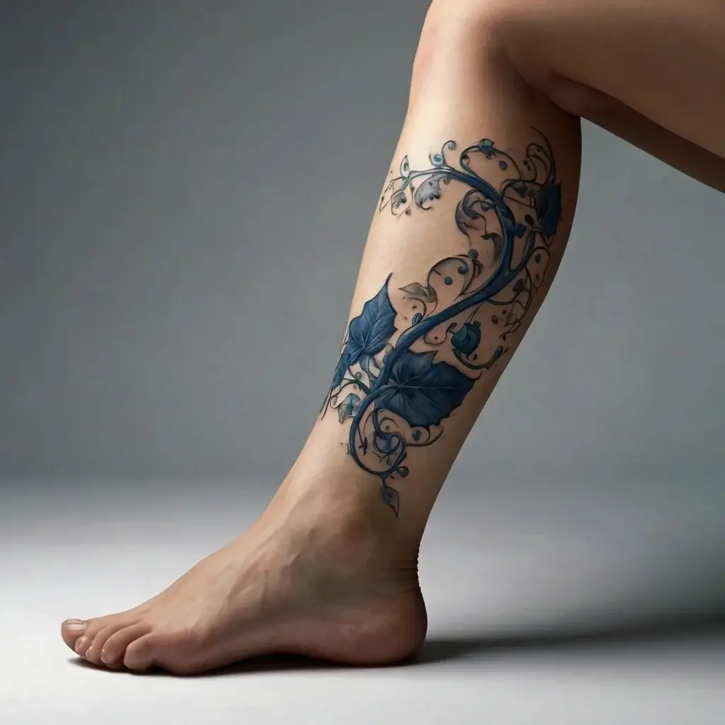 vine on leg tattoos (66)