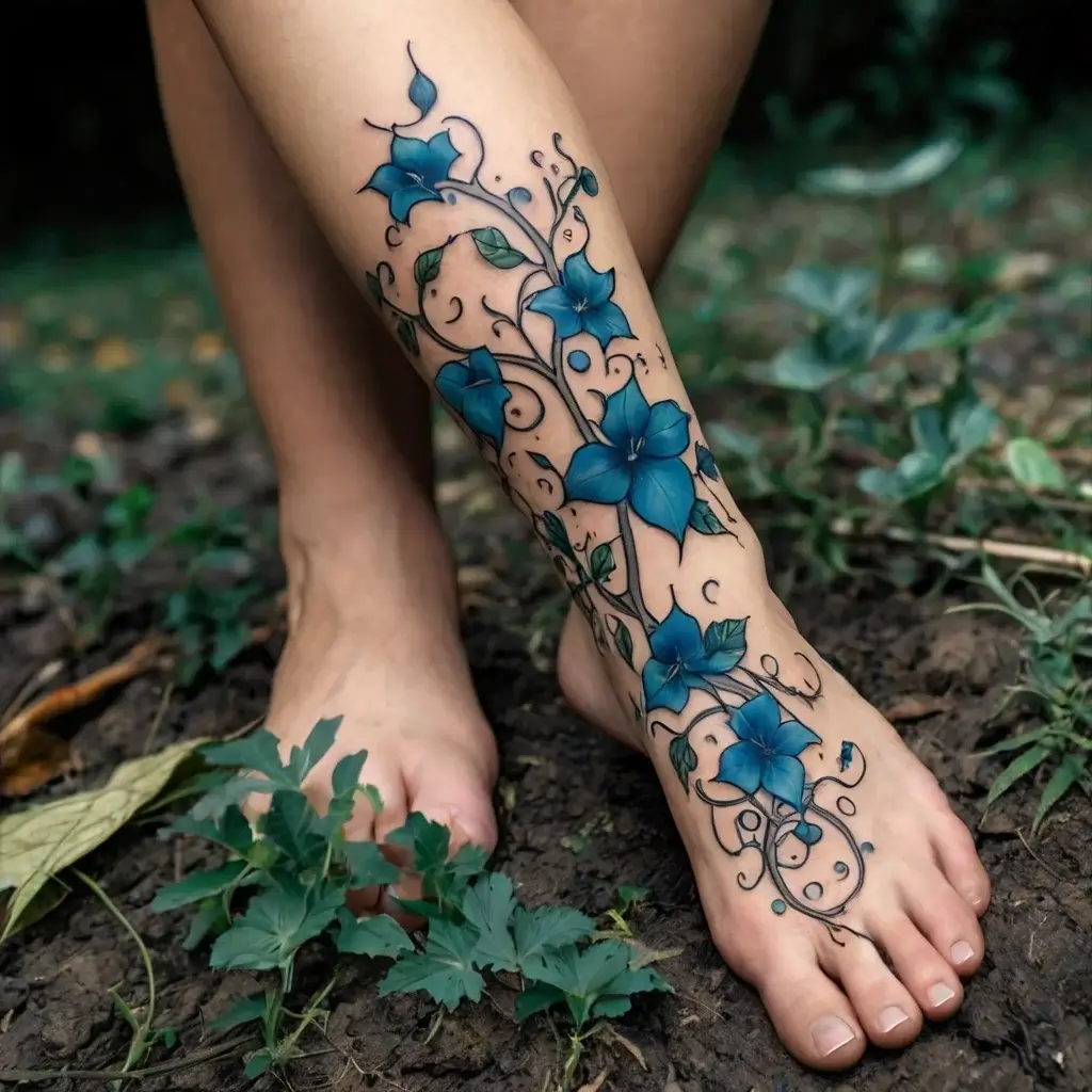 vine on leg tattoos (67)