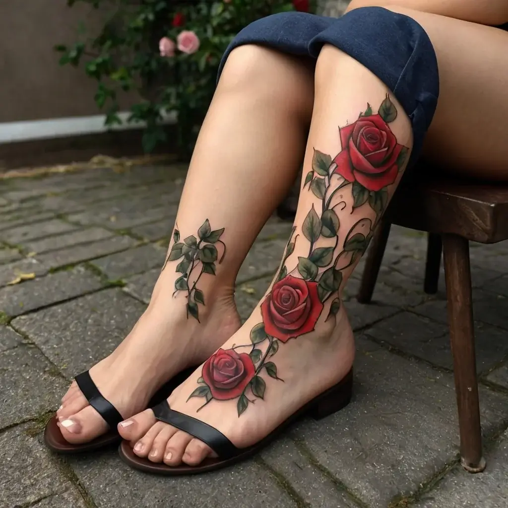 vine on leg tattoos (68)