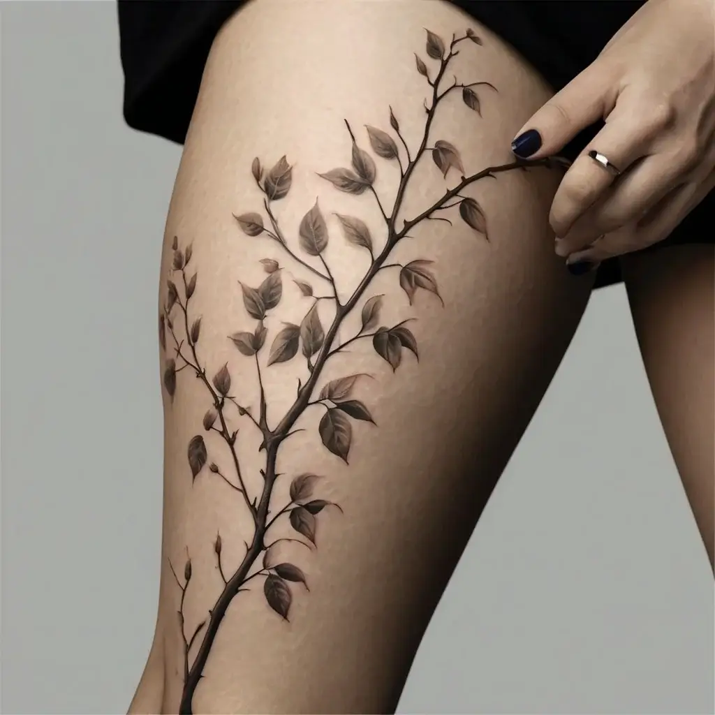 vine on leg tattoos (69)