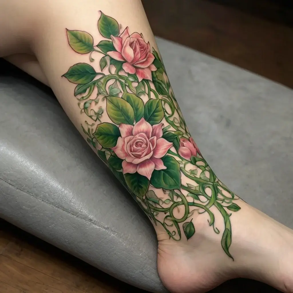 vine on leg tattoos (71)