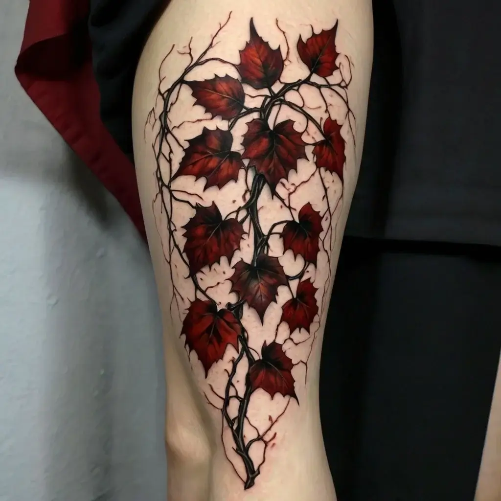 vine on leg tattoos (8)