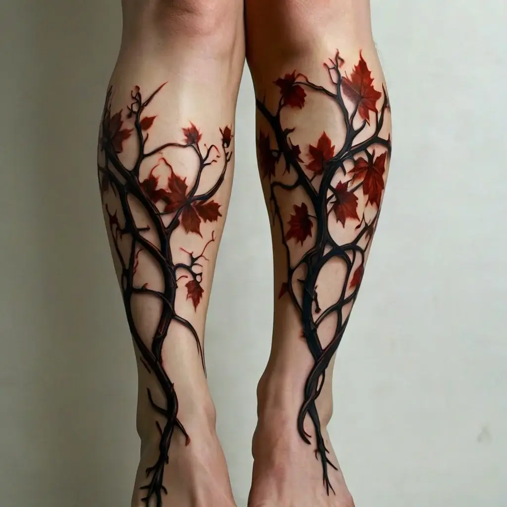 vine on leg tattoos (9)