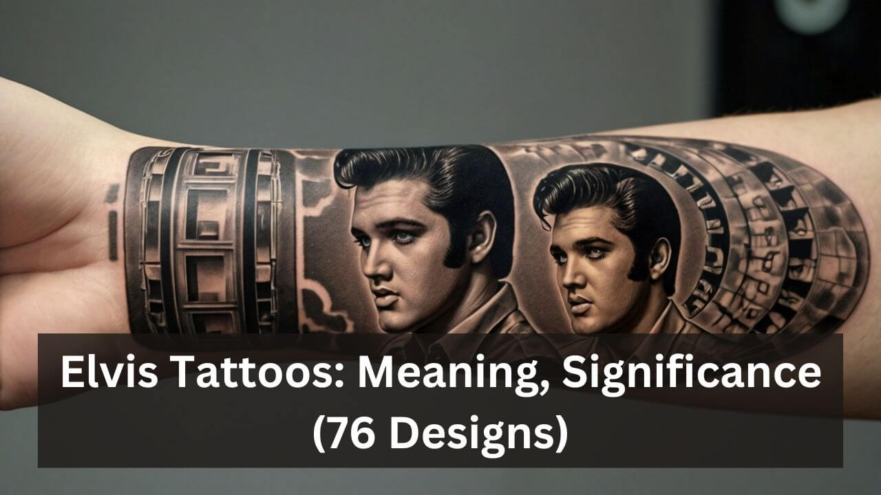 Tattoo of two iconic figures with musical notes, in grayscale shading, capturing vintage style and deep expressions.