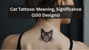 Realistic cat face tattoo on upper back, featuring detailed shading and fine whiskers, emphasizing feline elegance.