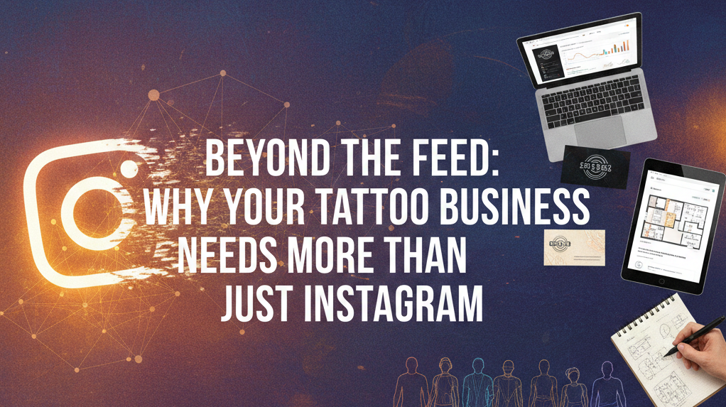 Stylized Instagram logo transitioning to a constellation; hints at broadening tattoo marketing beyond social media.